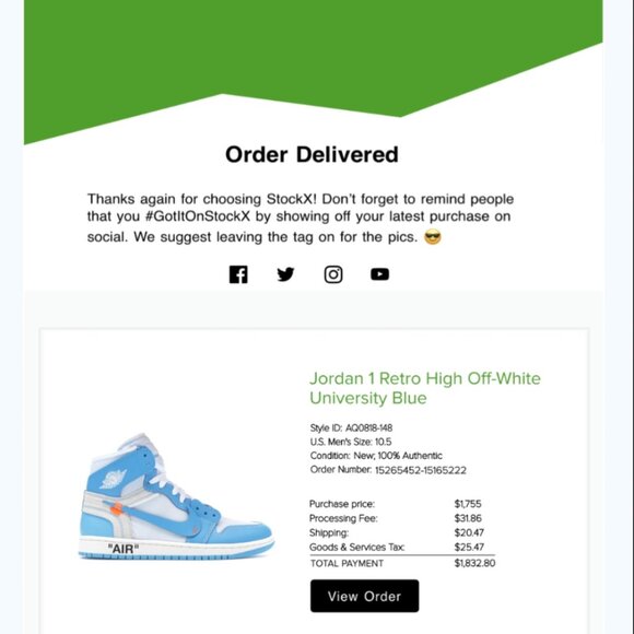 Jordan 1 OFF-White UNC - Picture 1 of 7